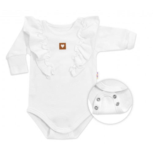 Rastúce body NATURE, dlhý rukáv s volánikmi, bavlna, biele, veľ. 56/62