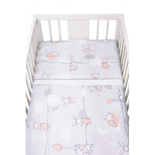 Mantinel s obliečkami Premium, 3D sada, Good night Animals, sivé GIRL, 120x90 cm