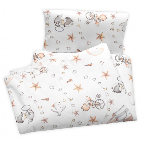 Súprava do kočíka bavlnená, Cirkus Baby Nellys, biela/béžová