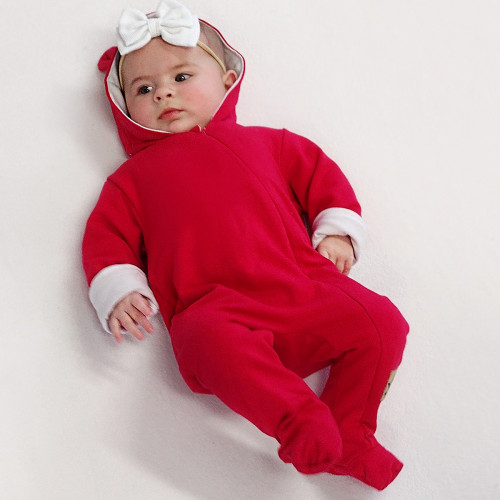 Baby Nellys Dojčenský teplákový overal s kapucňou - fialový, veľ. 68