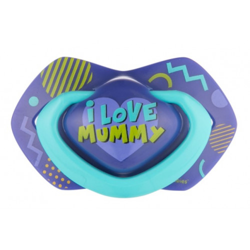 Canpol Babies 2 ks symetrických silikónových cumlíkov, 0-6m, Neon Love Baby, modré