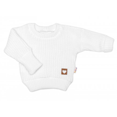 Rastúci oversize pletený svetrík pre bábätko, biela, 68/74