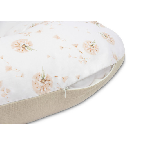 Dojčiace vankúš, podkova, mušelín, bavlna, Púpava, béžová