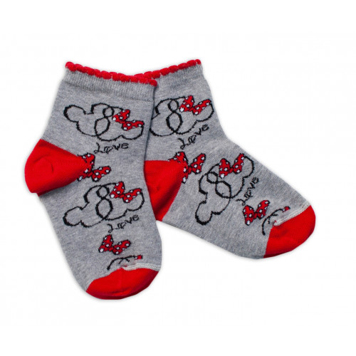 Baby Nellys Bavlnené ponožky Minnie Love - sivé, veľ. 122/128