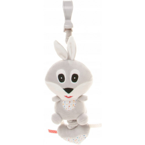 Závesná plyšová hračka s melódiou, Rabbit, sivá