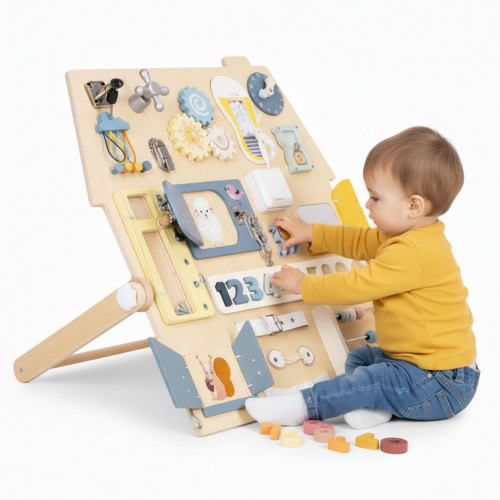Veľká drevená Montessori senzorická tabuľa pre deti, vzdelávací panel XL