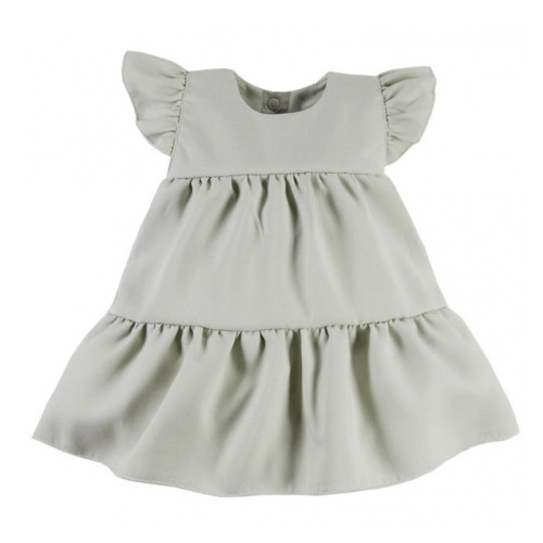 EEVI Dievčenské šaty s volánikmi Nature - khaki, veľ. 86