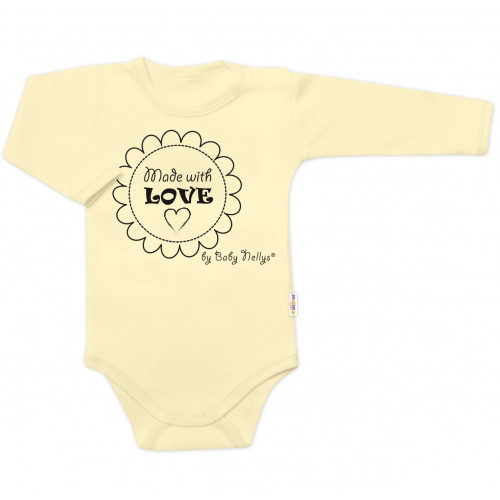 Body dlhý rukáv Baby Nellys, Made with love, žlté, veľ. 68