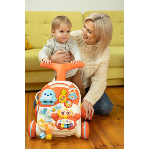 Detské interaktívne chodítko, stolček s príslušenstvom 2v1, TOYZ, ružové