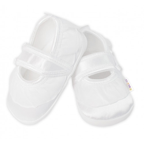 Dojčenské capáčky/topánočky s čipkou a mašľou, Baby Nellys, biele, veľ. 68/74, 12,5cm