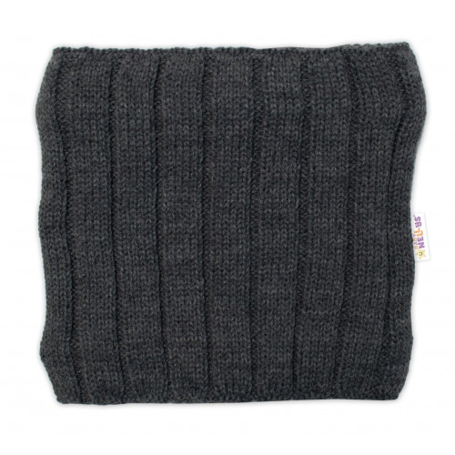 BABY NELLYS Zimná nadčasová čiapka + komín, tm. sivá