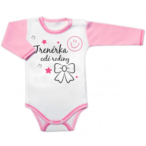 Body dlhý rukáv s vtipným textom Baby Nellys, Trenérka celé rodiny, veľ. 68