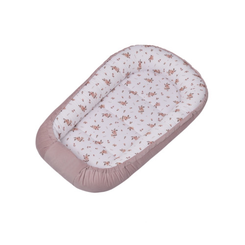 Hniezdočko pre bábätko Premium Flowers, oboustranné - pudrově rúžová