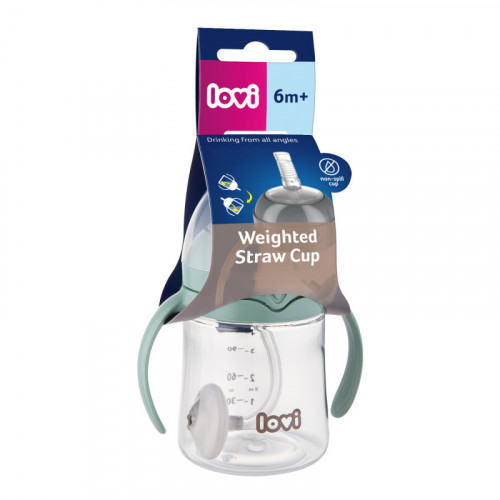 Nevylievací hrnček so slamkou a závažím Lovi Straw Cup, 150 ml, zelený