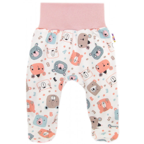 Polodupačky, bavlna Space Bear, Baby Nellys - pastel pudrová, veľ. 74