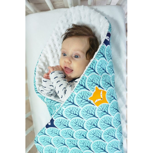 Baby Nellys Obojstranná zavinovačka Minky -Balón , Minky - sv. modrá