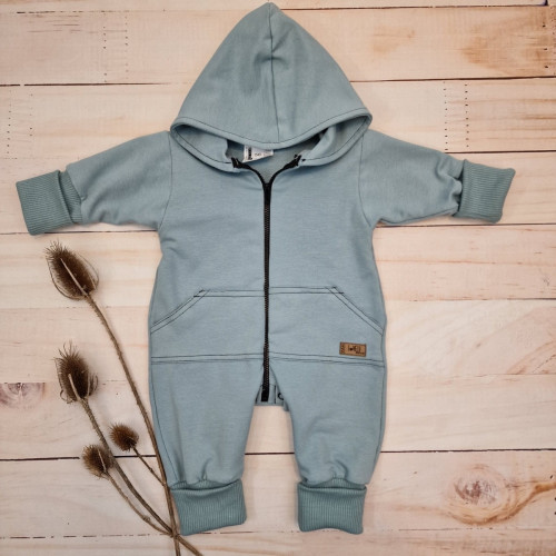Detský teplákový overal s predĺženými nápletami, tm. mätová, veľ. 68