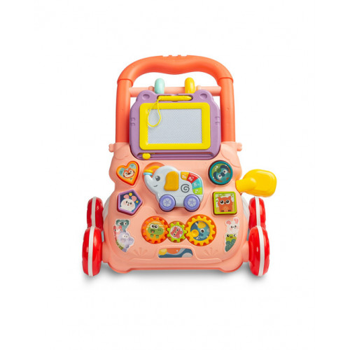 Detské interaktívne chodítko, stolček s príslušenstvom Zoo, ružové