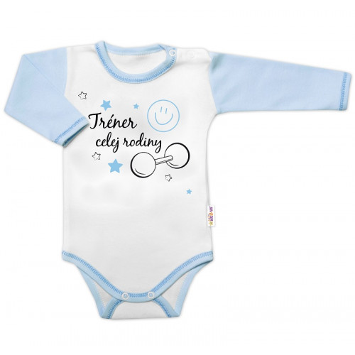 Body dlhý rukáv s vtipným textom Baby Nellys, Trenér celej rodiny, veľ. 80