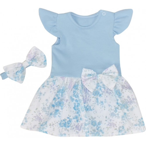 Z&Z 2-dielna sada sukničkobody Kr. rukáv s mašľou + čelenka - modrá