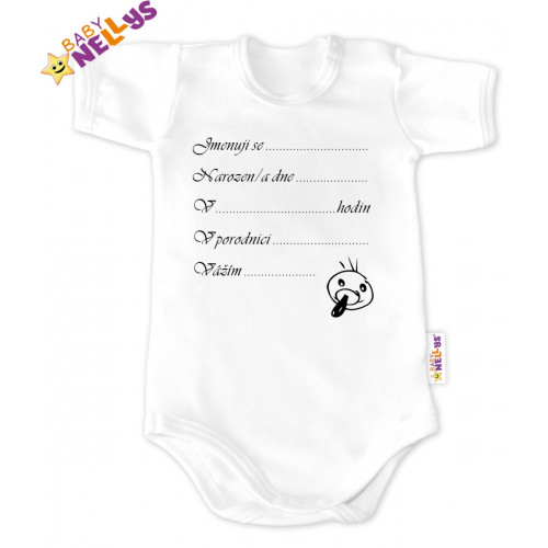 Baby Nellys Body Kr. rukáv vel. 80, biele - Narodil / a som sa ...