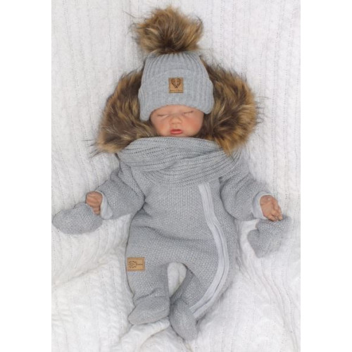 Z&Z Zimná čiapka 3v1 + komín, sivá