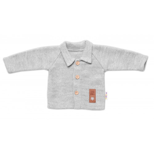 Pletený svetrík s gombíkmi Boy, Baby Nellys, sivý, veľ. 62