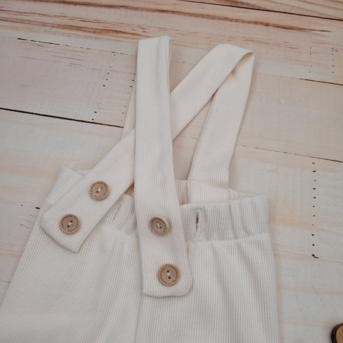 Rebrované rastúce legíny s trakmi na gombíky - smotanové