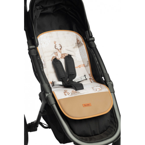 Vložka do kočíka, mušelín, Zábava v lese, béžová