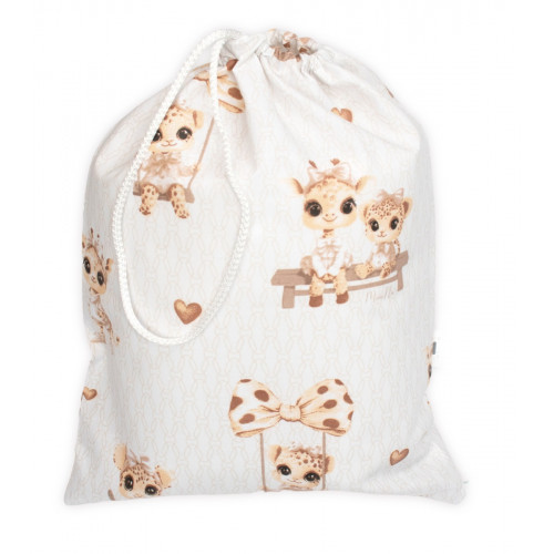 Vrecko na prezuvky 40x32cm, bavlna, Žirafky - béžová