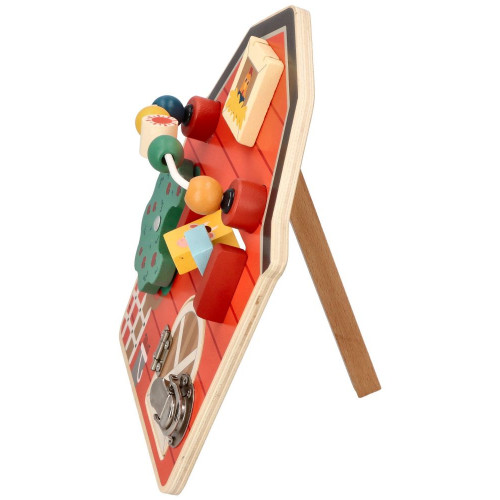 Aktívna edukačná drevená tabuľa, Farma - červená