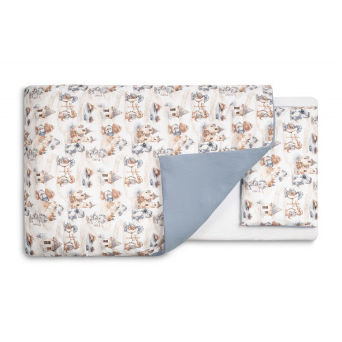 Mušelínové obliečky do postieľky 135x100, Dráčik modrý, jeans