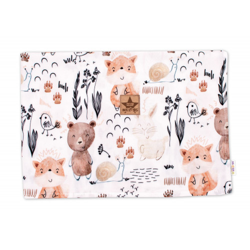 Bambusová 2D sada do postieľky, dečka + vankúšik, Bamboo Happy Animals, biela