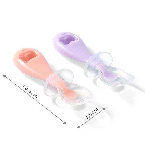 Silikónové lyžičky, pre babatko mäkké, flexibilné 2 ks, ružová/liala
