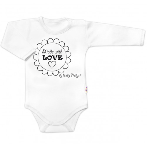 Body dlhý rukáv Baby Nellys, Made with love, biele, veľ. 62