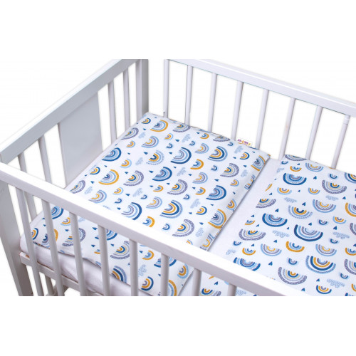 Baby Nellys 3-dielna sada Mantinel s obliečkami -Dúha, modrá, 135x100 cm