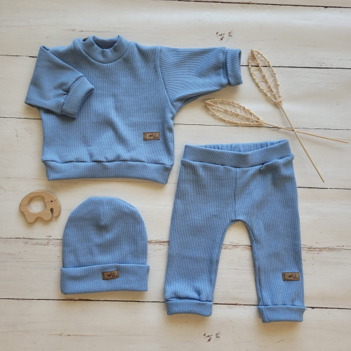 Rebrovaná rastúca 3D sada, bavlna, Lovely One, modrá