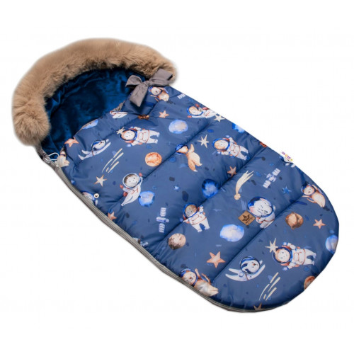 Detský fusak maxi PREMIUM Kosmos, sivo/modrý 110x50cm + rukávník zadarmo