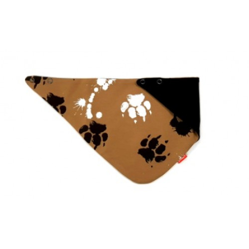 BEXA dvojvrstvová čiapka na zaväzovanie s uškami + šatka - Labky, hnedá, veľ. 80/92