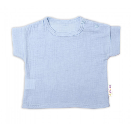 Baby Nellys 2-dielna mušelínová súpravička, tričko + kraťasky BOY, svetlo modrá