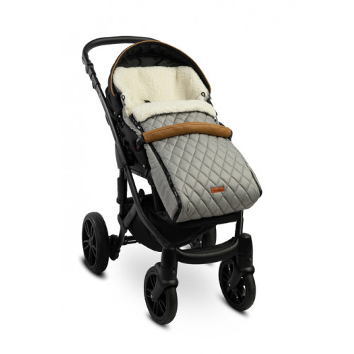 Prešívaný vlnený fusak do kočíka - šedý