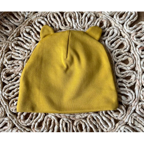 Dojčenská čiapočka s uškami Mamatti, Balón - horčicová, veľ. 74