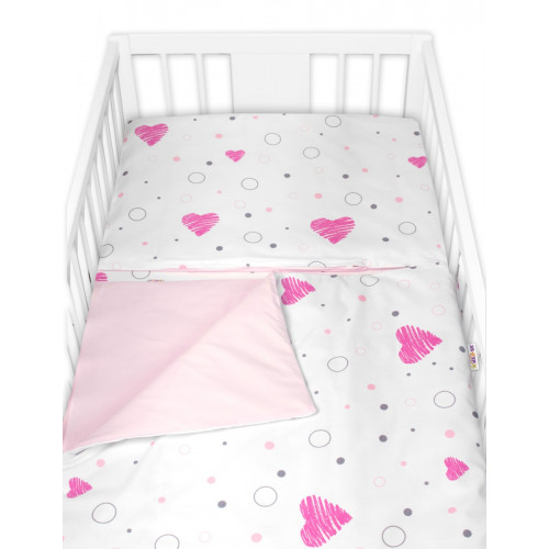 Mantinel s obliečkami 3D bavlnená sada, I love Girl, 135x100 cm Baby Nellys, ružový/biely