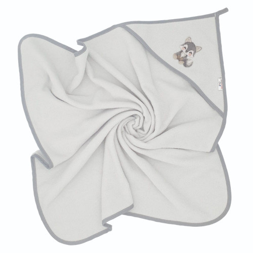 Osuška s kapucňou a uškami Vlček, 80x80 cm - šedý