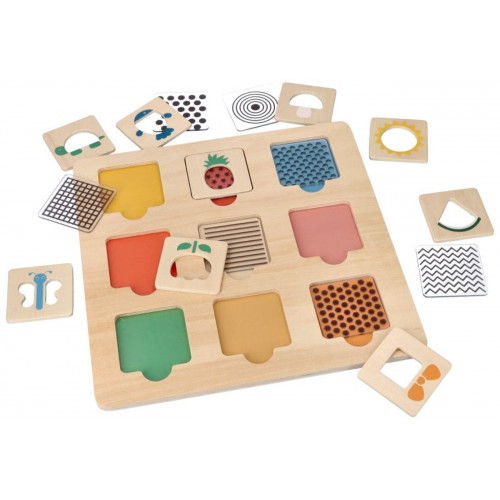 Drevená aktívna vkladačka/puzzle so vzormi, prírodná
