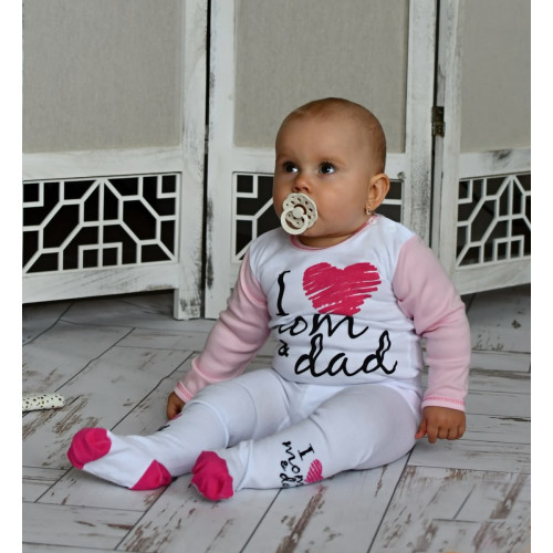 Body dlhý rukáv Baby Nellys, I love mom & dad, holka, veľ. 80