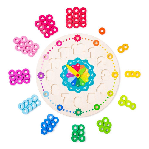 Woody Náučné drevené hodiny - dúhové farby