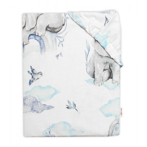 6-dielna výhod. sada s darčekom pre bábätko Baby Nellys, 135x100 Slon a dúha, modrá/biela