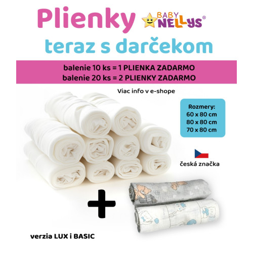 Kvalitné bavlnené plienky TETRA BASIC 60x80cm, 10ks v bal. + 1 ks zadarmo