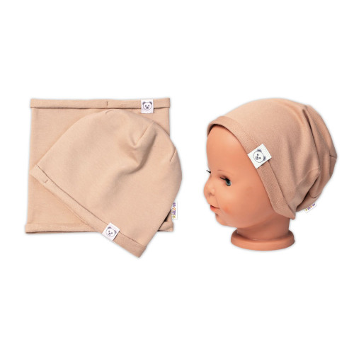 Čiapka s nákrčníkom bavlna, Little Bear, Baby Nellys Nellys, béžová